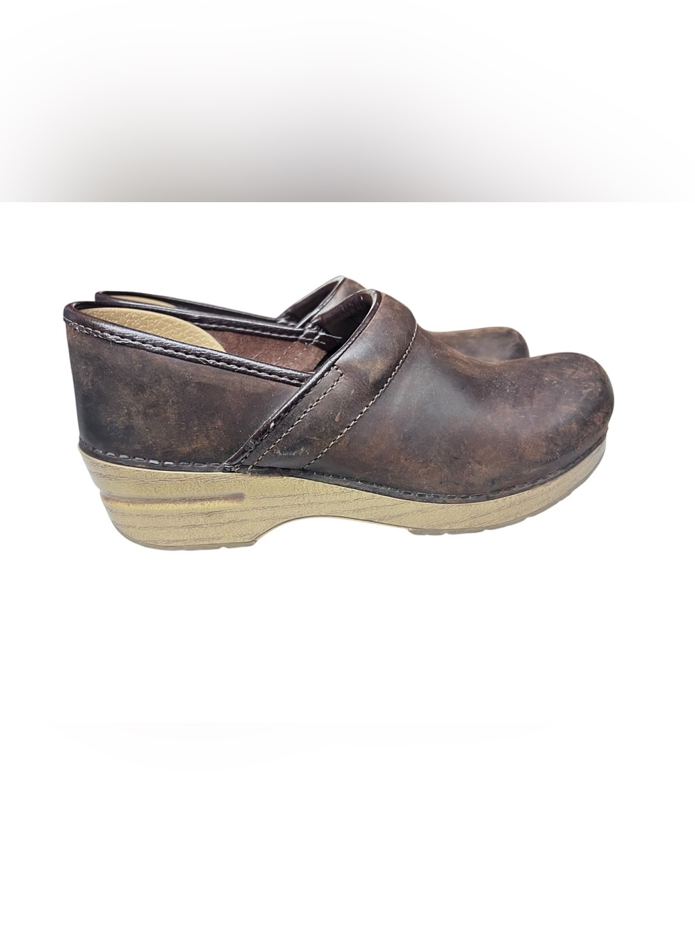 Dansko Professional Clogs Womens 38 Brown Oiled Leather Slip On Comfort Shoes - Picture 2 of 7